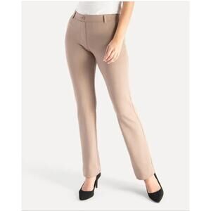 Betabrand Womens XS Petite Tan Straight Classic Dress Pant Stretch Yoga NEW